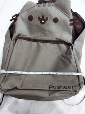 Pusheen Gray Cat Face Backpack With Ears & Whiskers